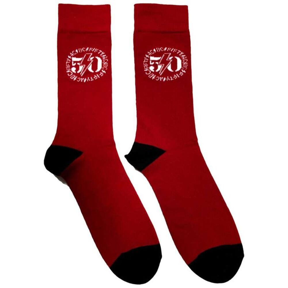 AC/DC Unisex Adult 50th Logo Socks / Red